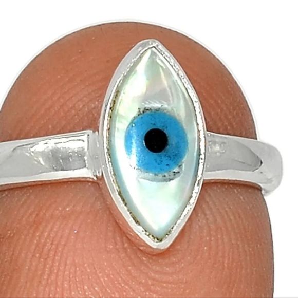 925 Genuine Turquoise & Shell composite Sterling silver ring 7 - Picture 3 of 5